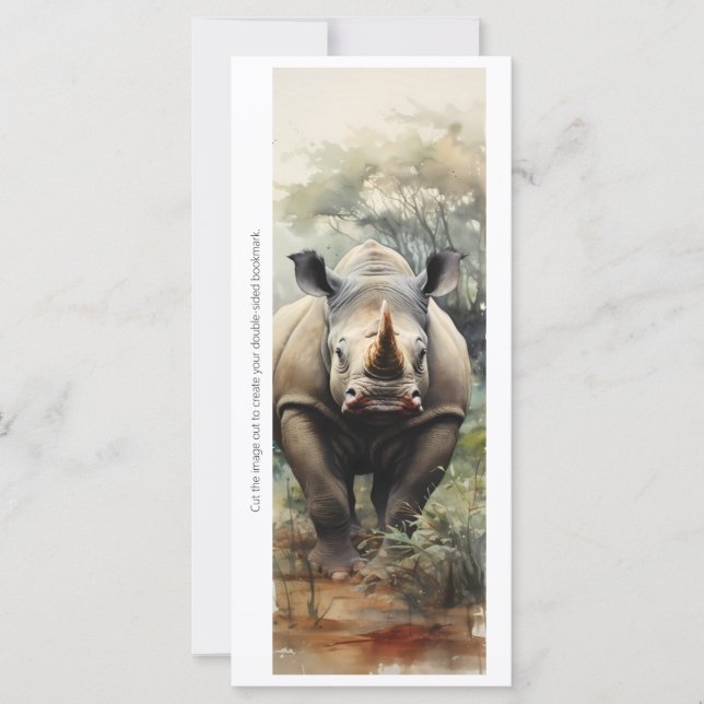 Create Your Own Wild Rhinocerus Bookmark Card (Front)