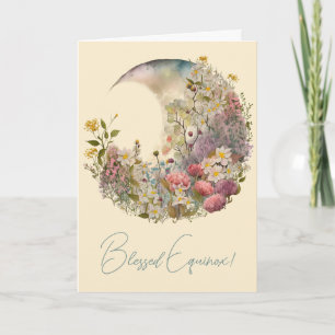 Create Your Own Wildflowers Floral Crescent Moon Holiday Card
