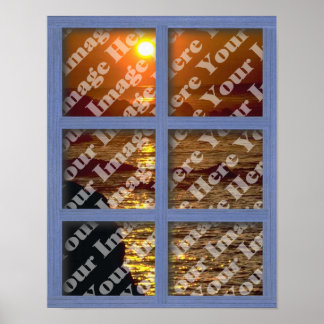 Create Your Own Window With Blue 6 Panel Frame Poster