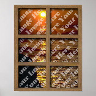 Create Your Own Window With Brown 6 panel Frame Poster
