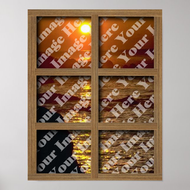 Create Your Own Window With Brown 6 panel Frame Poster (Front)