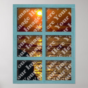 Create Your Own Window With Green 6 panel Frame Poster