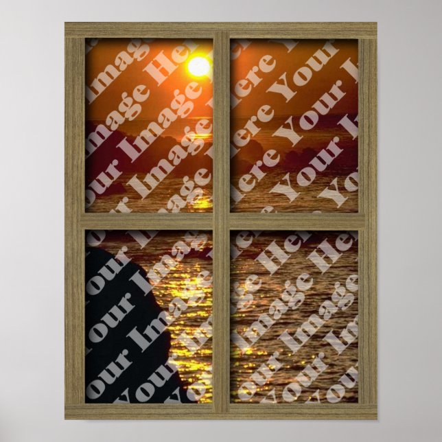 Create Your Own Window With Light Brown Frame Poster (Front)