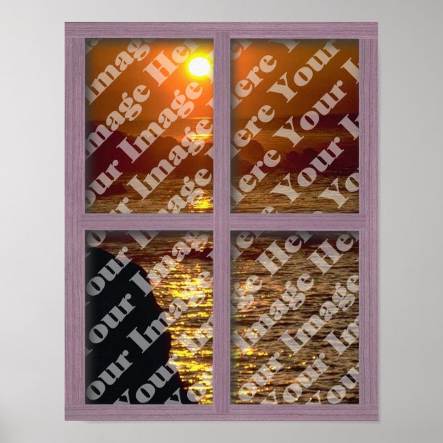 Create Your Own Window With Pink 4 panel Frame Poster (Front)