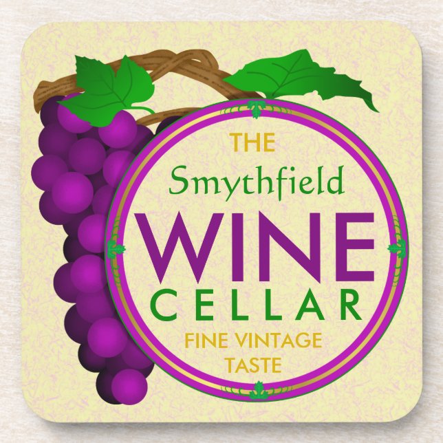 Create Your Own Wine Cellar Grapes Personalised Coaster (Front)