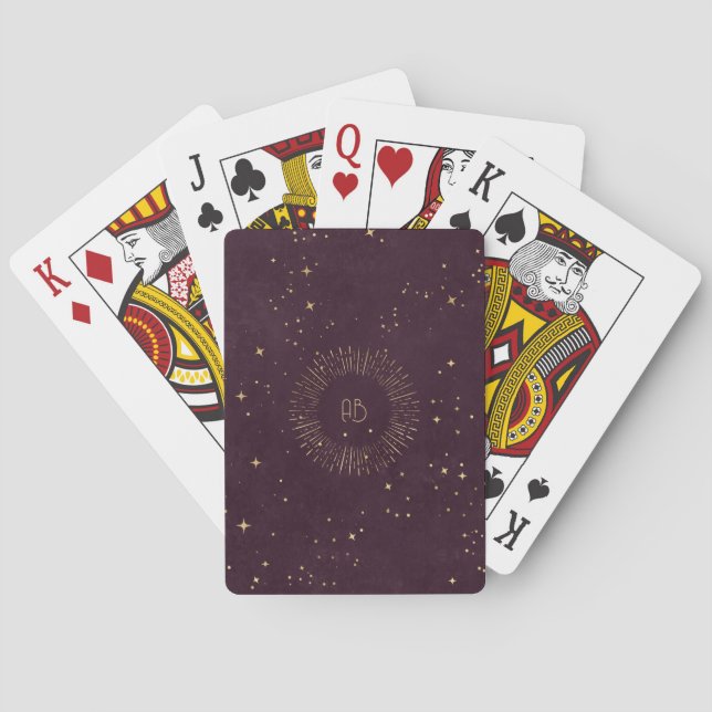 Create Your Own Wine & Gold Celestial Mandala Playing Cards (Back)
