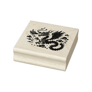 Create Your Own Winged Flying Chinese Dragon Rubber Stamp