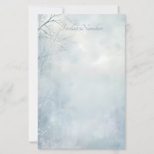 Create Your Own Winter Yule Mystical Forest Blue Stationery