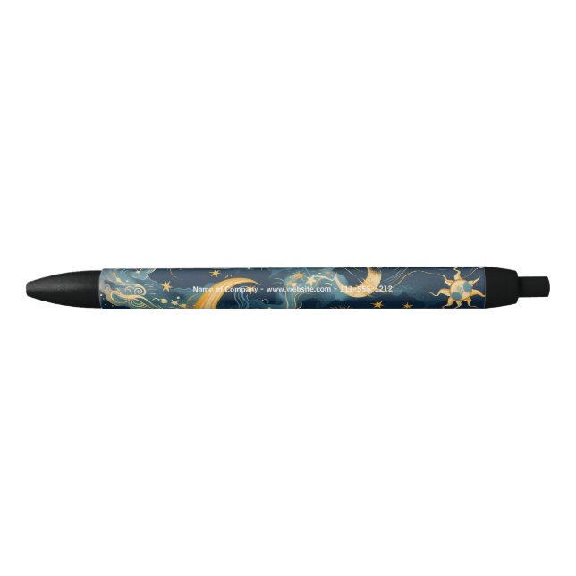 Create Your Own Wistful Sun & Moon Celestial  Black Ink Pen (Front)
