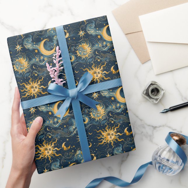 Create Your Own Wistful Sun & Moon Celestial Wrapping Paper (Gifting)