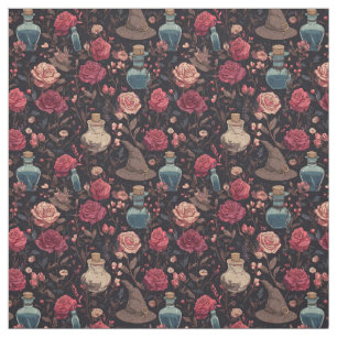 Create Your Own Witchy Fuschia Pink Roses  Fabric