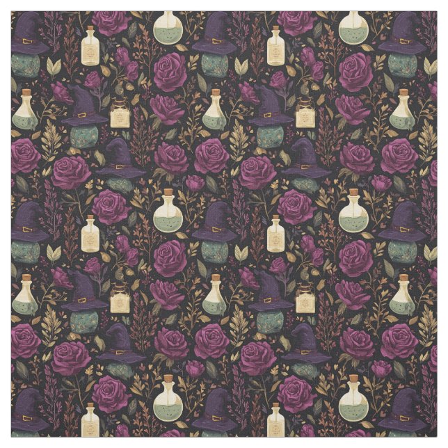 Create Your Own Witchy Magenta Roses Fabric (Swatch)