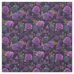 Create Your Own Witchy Purple Roses Fabric