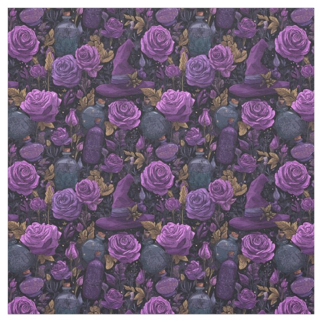 Create Your Own Witchy Purple Roses Fabric (Swatch)