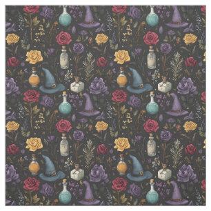 Create Your Own Witchy Red Purple Yellow Roses Fabric
