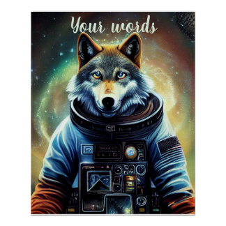 Create Your Own Wolf in Space Astronaut Poster
