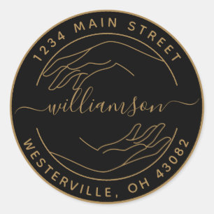 Create Your Own Woman Hands Round Return Address C Classic Round Sticker