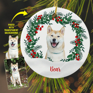 Create Your Own Wreath Christmas Dog Photo Ceramic Tree Decoration