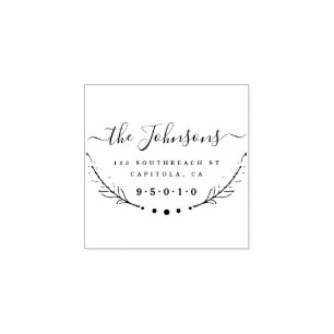 Create Your Own Wreath Family Name Return Address Rubber Stamp