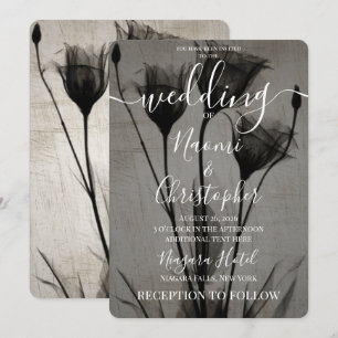Create Your Own X-Ray Sepia Dark Flowers Wedding Invitation