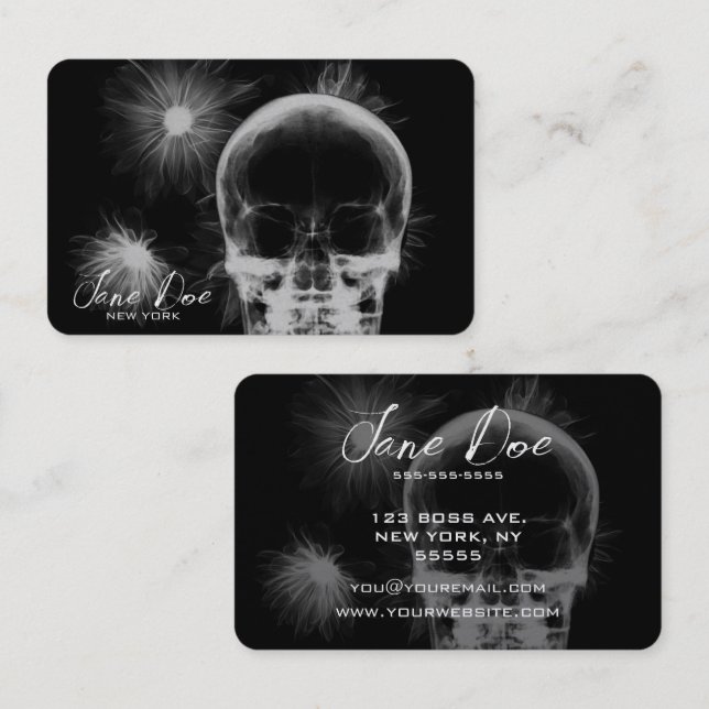 Create Your Own X-Ray Skull & Flowers Business Card (Front/Back)