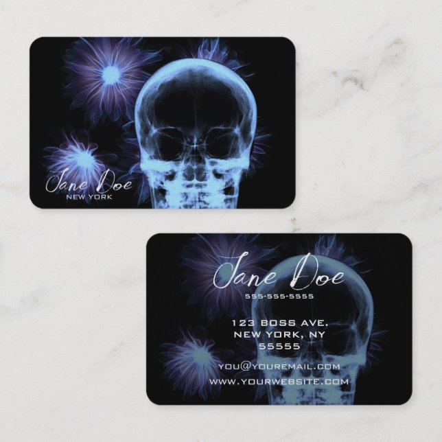 Create Your Own X-Ray Skull & Flowers Business Card (Front/Back)