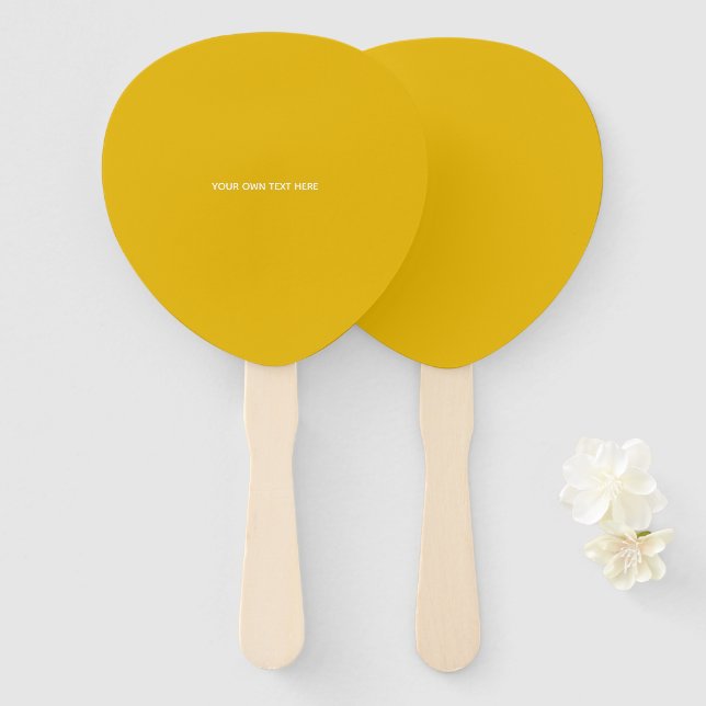 Create Your Own Yellow Custom Design Hand Fan (Front and Back)