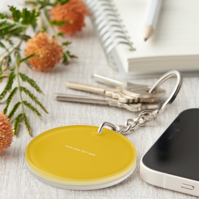 Create Your Own Yellow Custom Design Key Ring (Front Right)