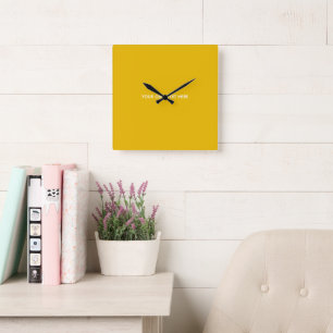 Create Your Own Yellow Custom Design Square Wall Clock