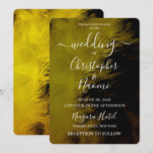 Create Your Own Yellow Feathered Texture Wedding Invitation