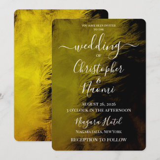 Create Your Own Yellow Feathered Texture Wedding Invitation