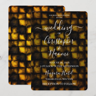 Create Your Own Yellow Grunge Mosaic Wedding Invitation