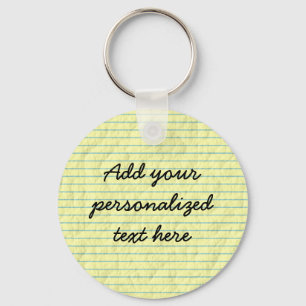 Create Your Own Yellow Lined Paper Quote Key Ring