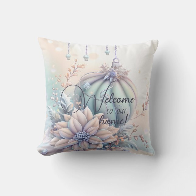 Create Your Own Yellow Poinsettia & Ornament Cushion (Front)