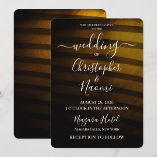 Create Your Own Yellow Retro Stripes Wedding Invitation
