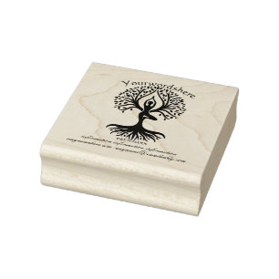 Create Your Own Yoga Pose Tree of Life Logo Rubber Stamp