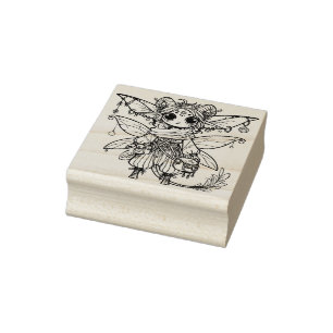 Create Your Own Young Fairy Ram Shaman Rubber Stamp