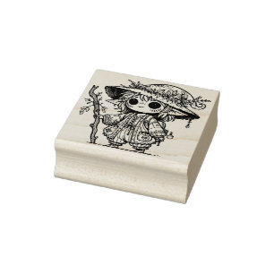 Create Your Own Young Witch in Training Rubber Stamp