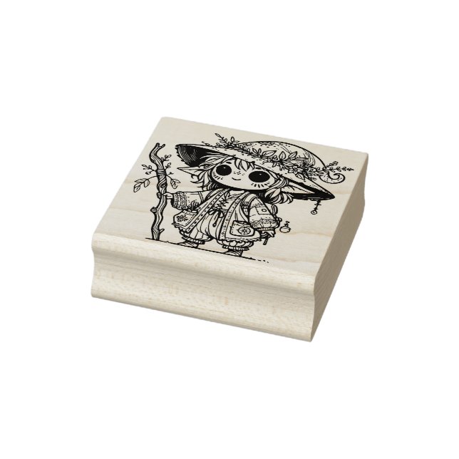 Create Your Own Young Witch in Training Rubber Stamp (Stamp)