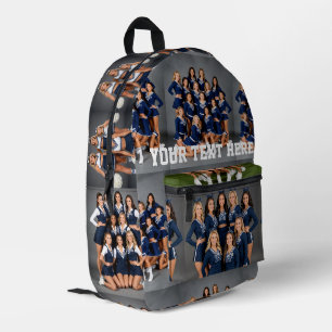 "create your own" your image here cheerleading printed backpack