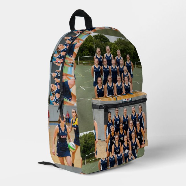 "create your own" your image here sports team printed backpack (Back Corner Left)