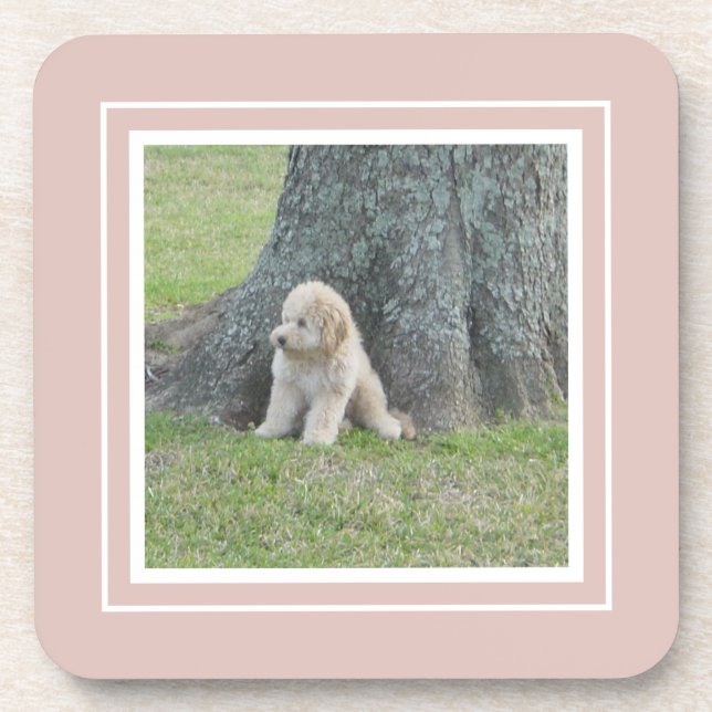 Create Your Own Your Photo Template Pink & White Coaster (Front)