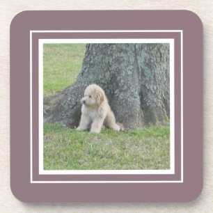 Create Your Own Your Photo Template Purple & White Coaster