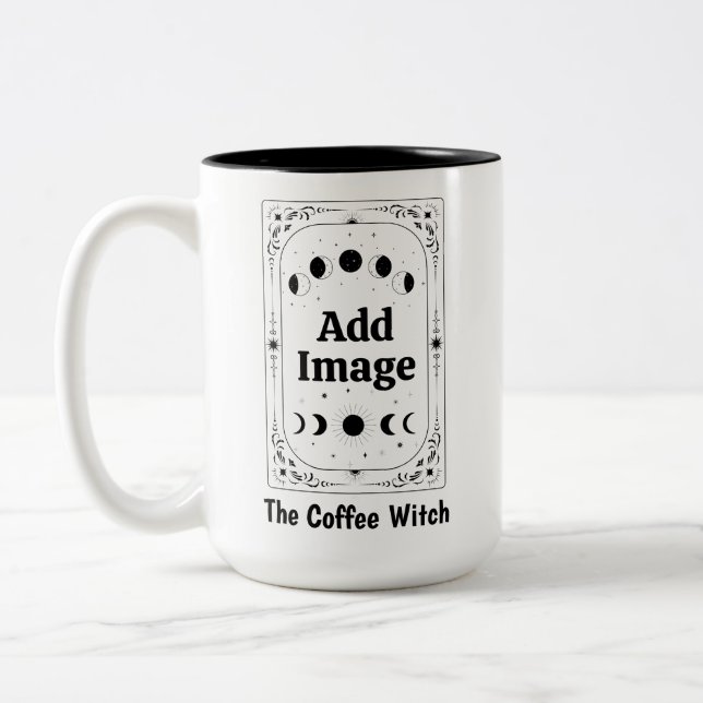 Create Your Own Zodiac Tarot Coffee Lover Witchy Two-Tone Coffee Mug (Left)