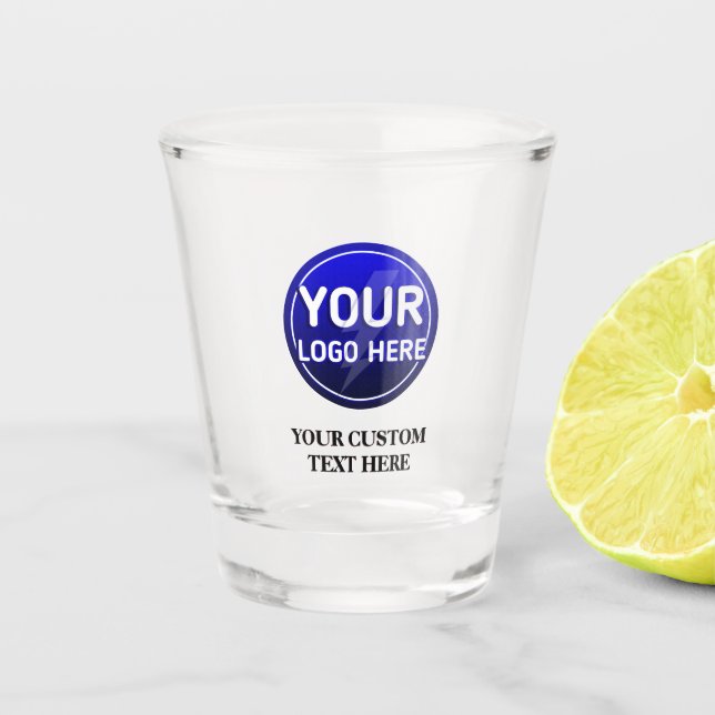 Create your owner's custom logo/editable template  shot glass (Front)