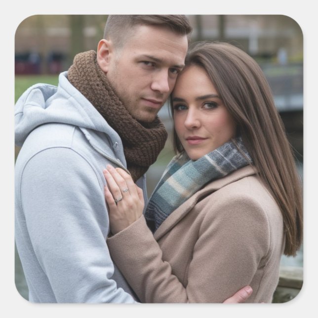 Create Your Perfect Couple Image Personalised Art Square Sticker (Front)