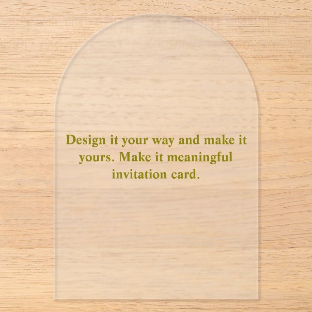 Create Your Personalise Arch 5" x 7" Frosted Acrylic Invitations (Front)