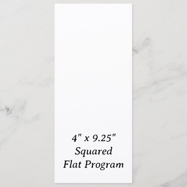 Create Your Personalised 4" x 9.25" Squared Flat Programme (Front)