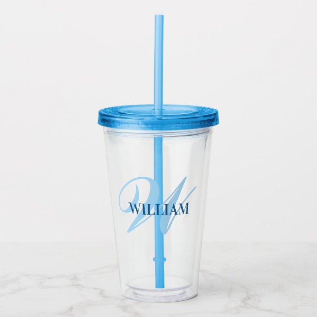 Create Your Personalised Monogram Name Black Acrylic Tumbler (Front)