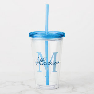 Create Your Personalised Monogram Name Blue Acrylic Tumbler